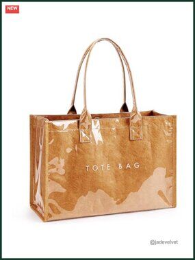 PVC Kraft Paper Tote Bag Women's Large Waterproof Work Handbag Top Handle